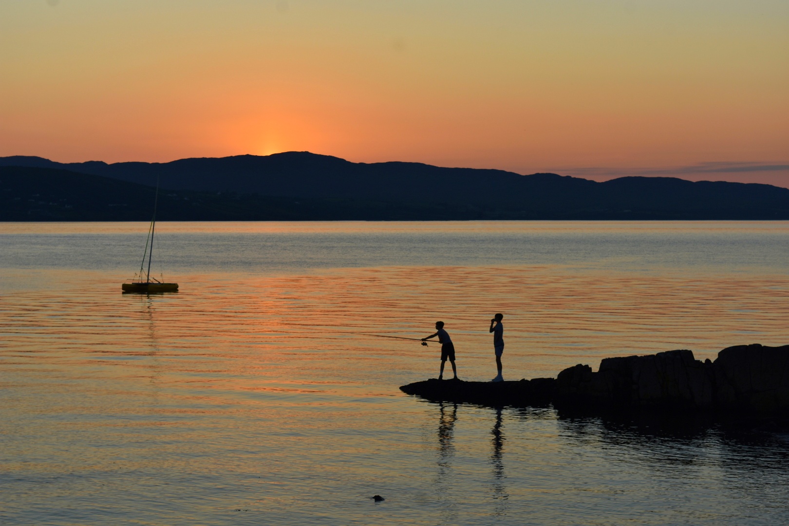 Sunset fishing scene on the Donegal coast