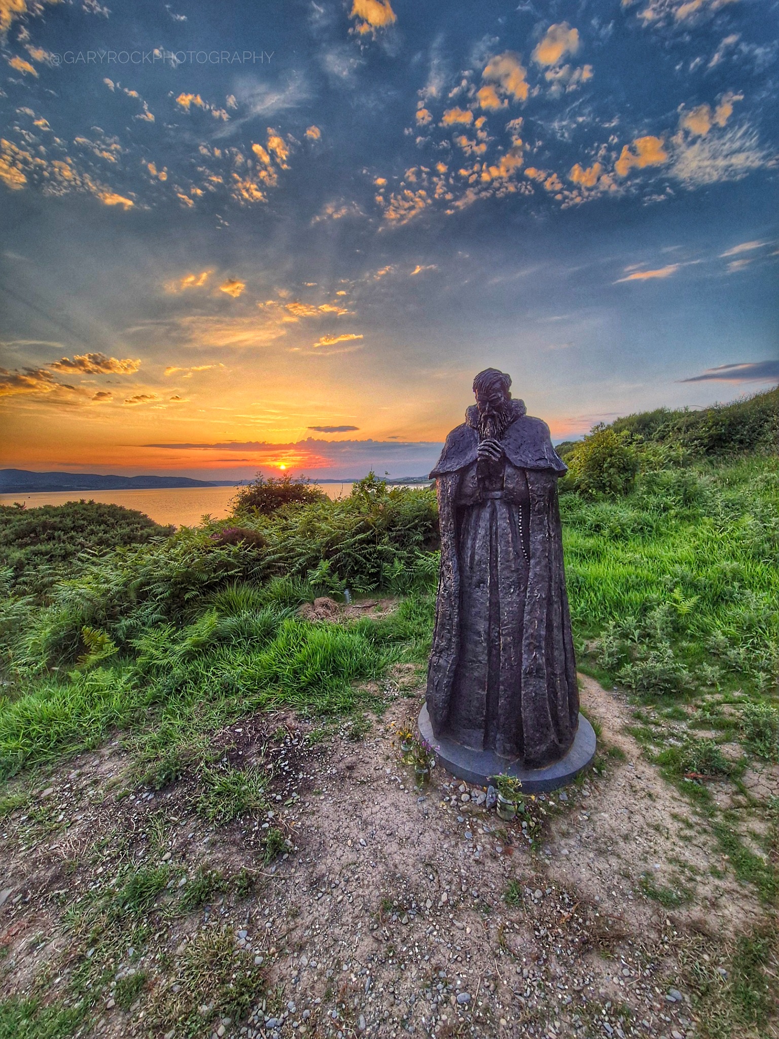 Fr. Hegarty's statue at Fr. Hegarty's Rock on the coastal walk from Buncrana to Stragill