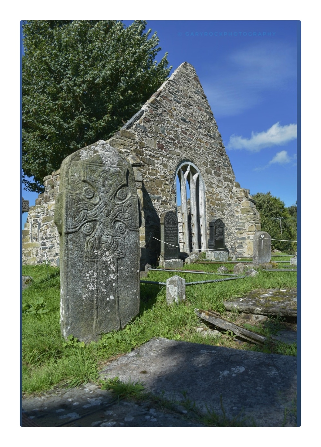 St. Mura's Cross Slab with elaborate interlaced ribbonwork