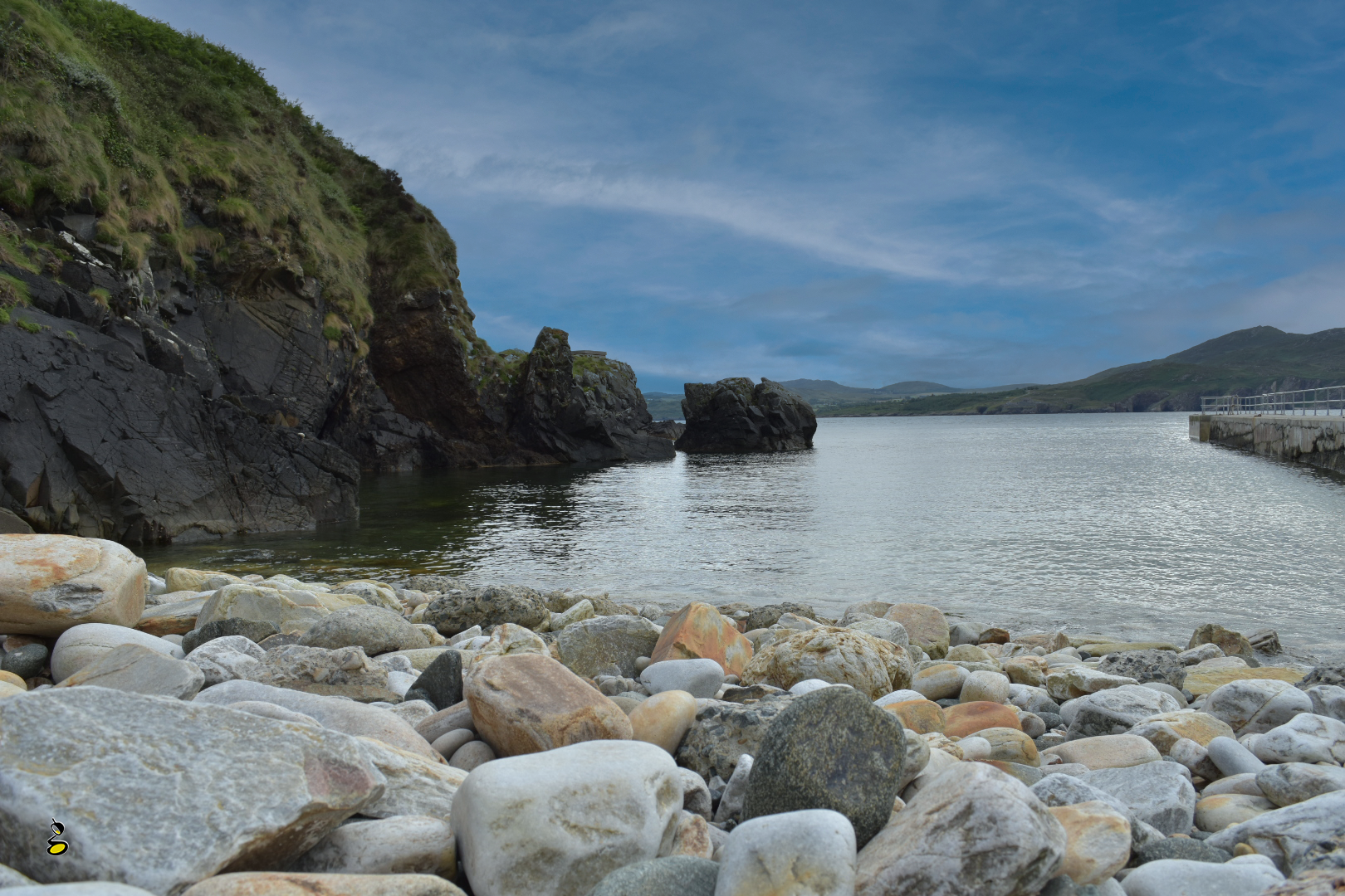 Stony beach at Dunree Pier